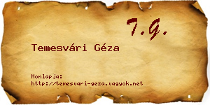 Temesvári Géza névjegykártya